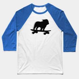 Skateboarding Bulldog | Cool Skater Dog Silhouette Baseball T-Shirt